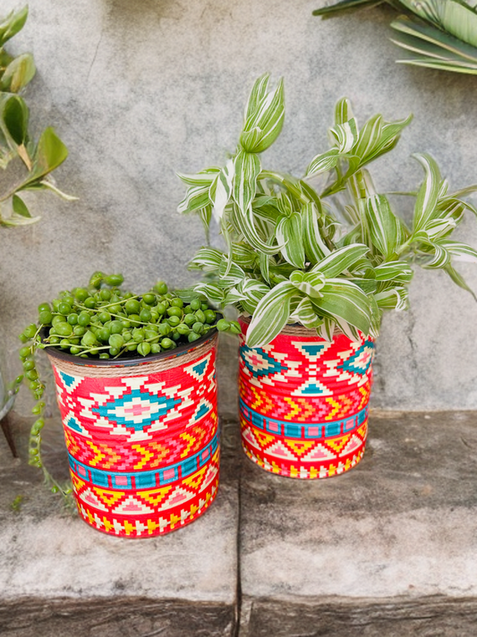Multi Coloured Aztec Indoor House Plant Pot - 10cm