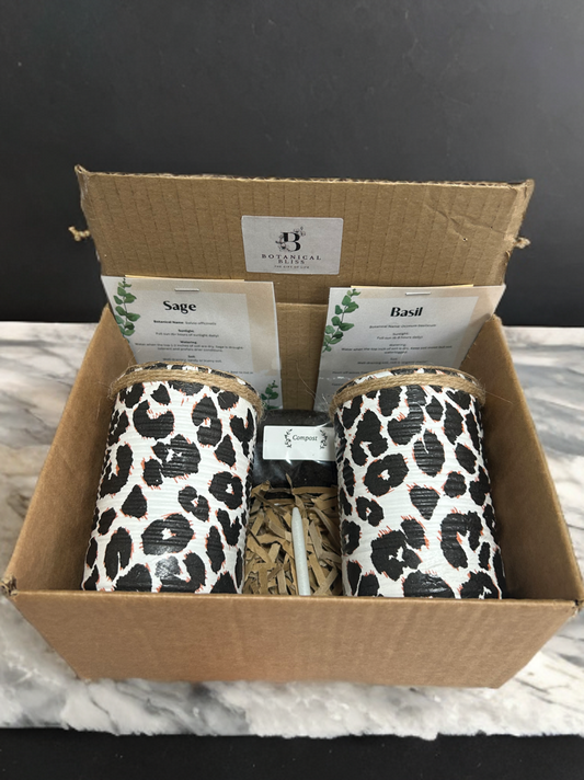 Leopard Print Grow Your Own Herb Garden Gift Set