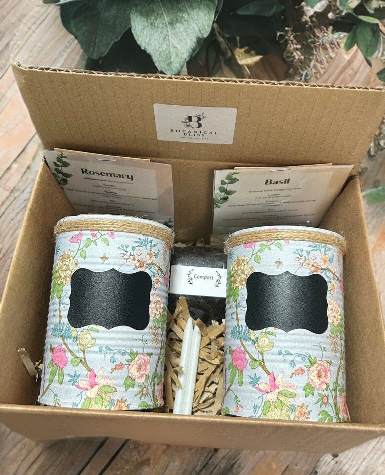 Vintage Blumen-Feengarten Kräuter-Anzucht-Geschenkset