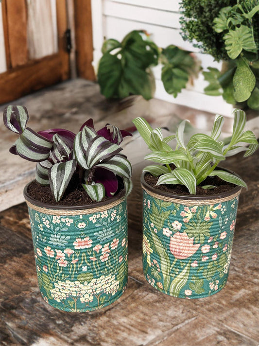 Vintage Floral Upcycled Plant Pot Indoor House Planter 10cm