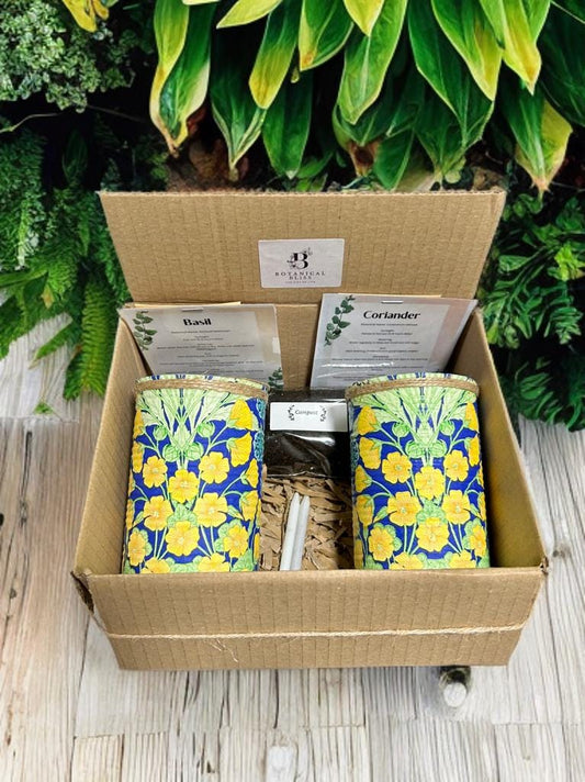 Yellow & Blue Floral Grow Your Own Herbs Garden Gift Set