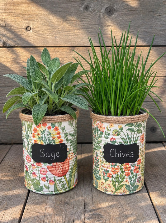 Vintage White & Cream Floral Garden Grow Your Own Herb Garden Gift Set